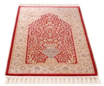 Bordo Krem Bambu İpek Seccade