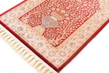 Bordo Krem Bambu İpek Seccade