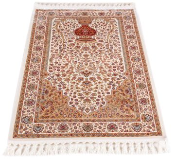 Cream Color Bamboo Silk Prayer Rug