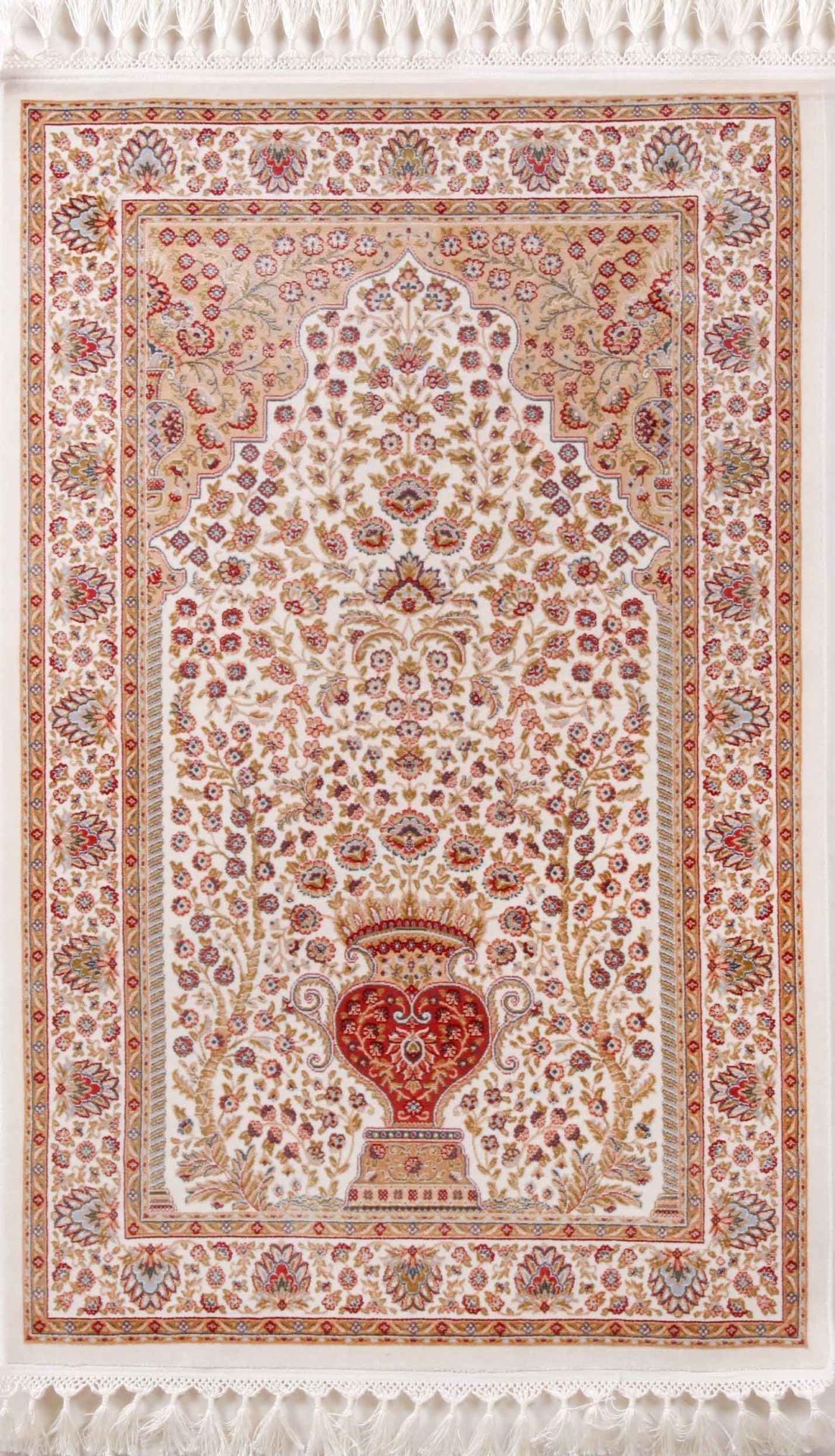 Cream Color Bamboo Silk Prayer Rug