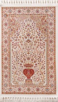 Cream Color Bamboo Silk Prayer Rug