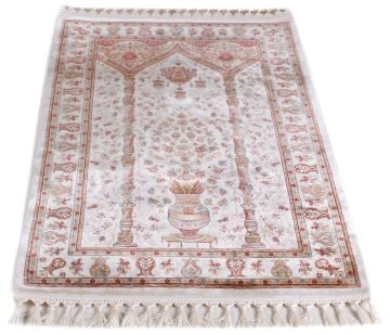 Krem Rengi Bambu İpek Seccade