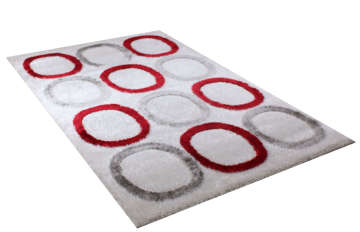 Büyük Dairesel Desenli Beyaz Halı