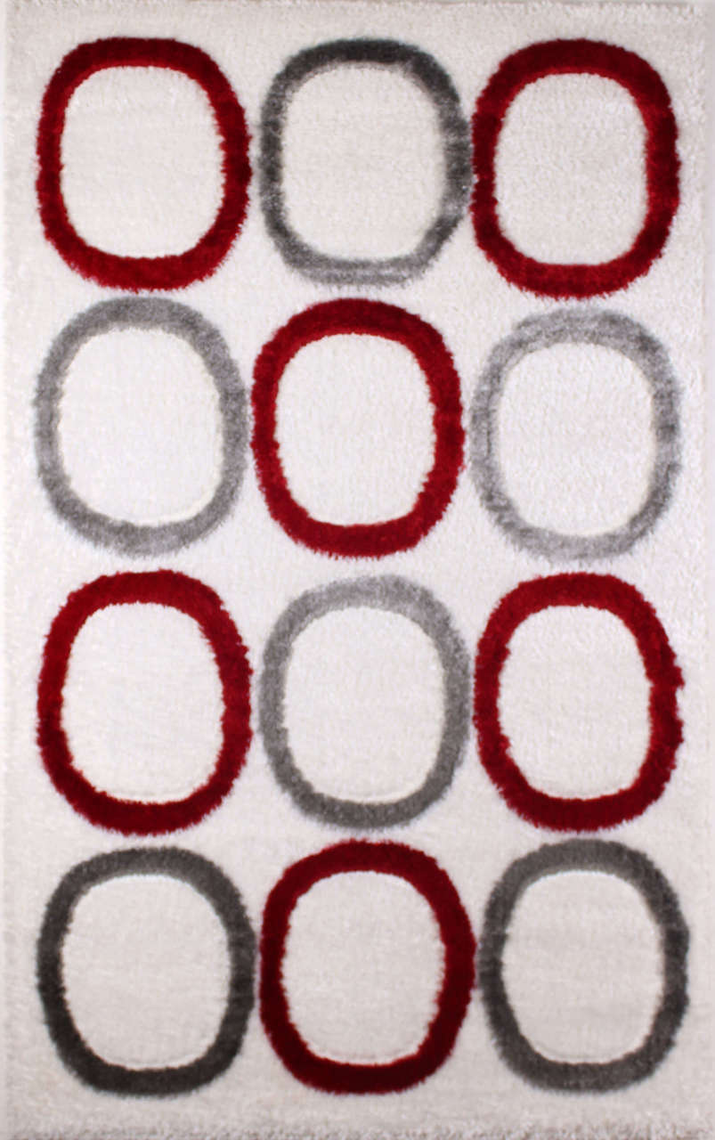 Büyük Dairesel Desenli Beyaz Halı