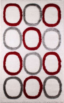 Büyük Dairesel Desenli Beyaz Halı