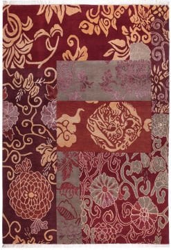 Bordo Zeminli El Dokuması Butik Halı