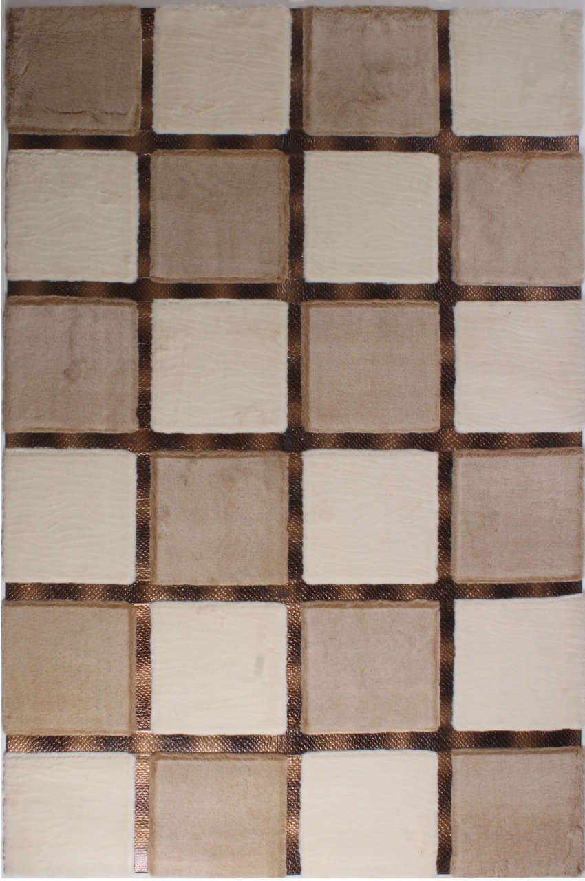 Kahve Krem Astragan Deri Halı