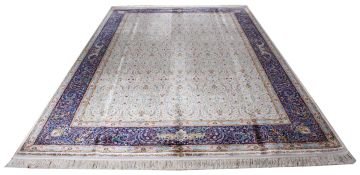 Modernized Classic Navy Blue Silk Carpet 2.00 x 3.00 = 6.00m²