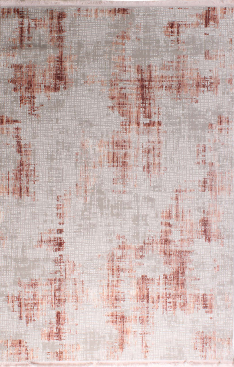 Kendinden Desenli Somon Beyaz Modern Halı