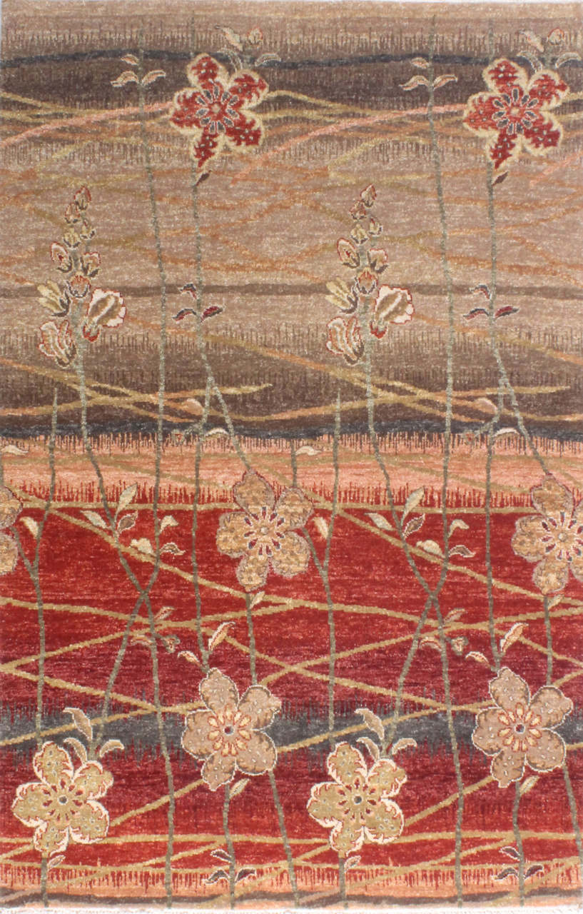 Özel Çiçek Tasarımlı El Dokuması Koridor Halısı