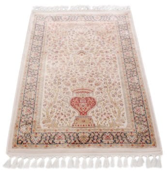Krem Lacivert Bambu İpek Seccade