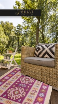 Lila Pembe Desenli Kilim