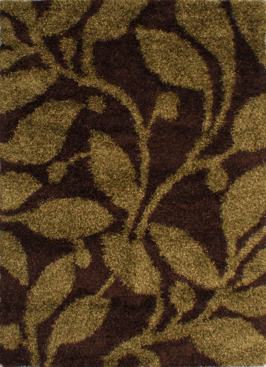 Yeşil Yapraklı Shaggy Halı