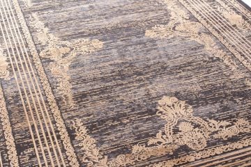 Antrasit Antik Gold Bambu Halı