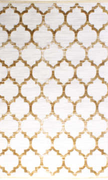 Yellow Pattern White Moroccan Carpet