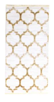 Yellow Pattern White Moroccan Carpet