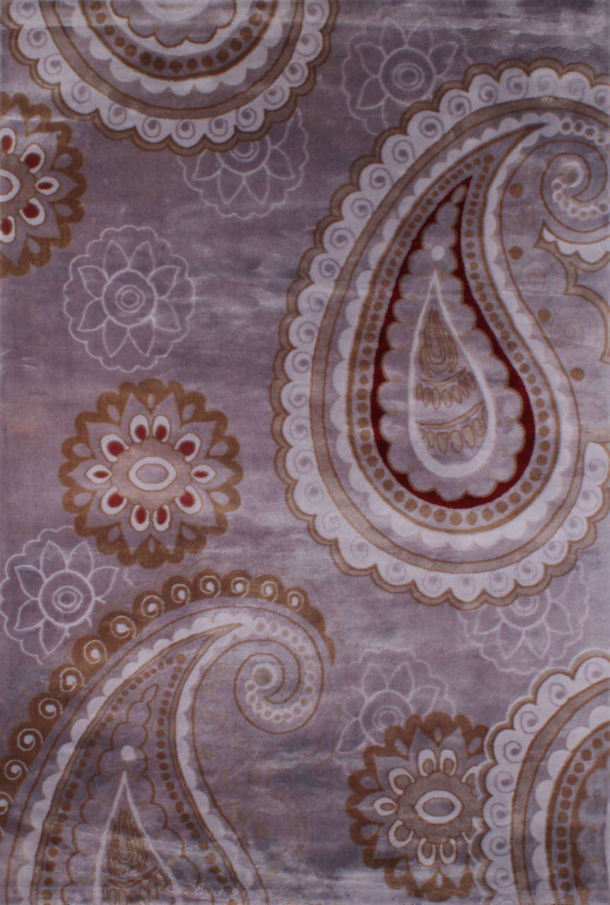 Şakayık Desenli Gri Halı