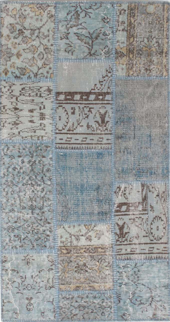 Mavi Dikişli Patchwork Halı