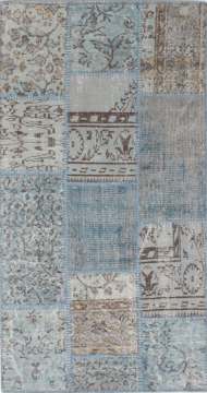 Mavi Dikişli Patchwork Halı