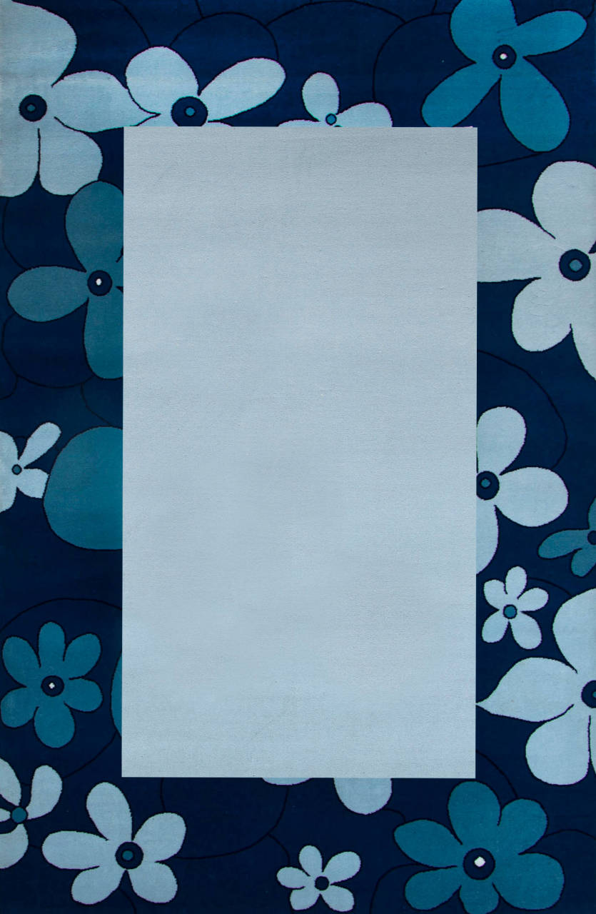 Koyunlu Standart Maral Gri Mavi Çiçekli Halı