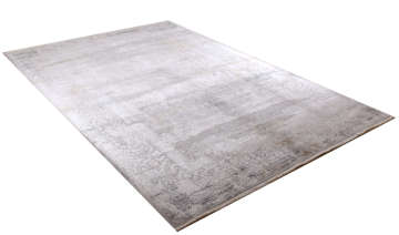 Beyaz Parlak Desenli Bambu Halı