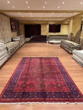 Memlük Desen Kırmızı Afgan El Halısı 1,98 x 2,98 = 5,90m²