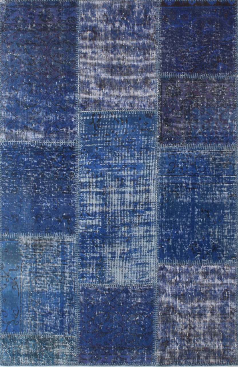 Koyu Mavi Renk Patchwork Halı