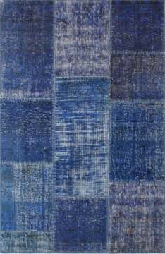 Koyu Mavi Renk Patchwork Halı