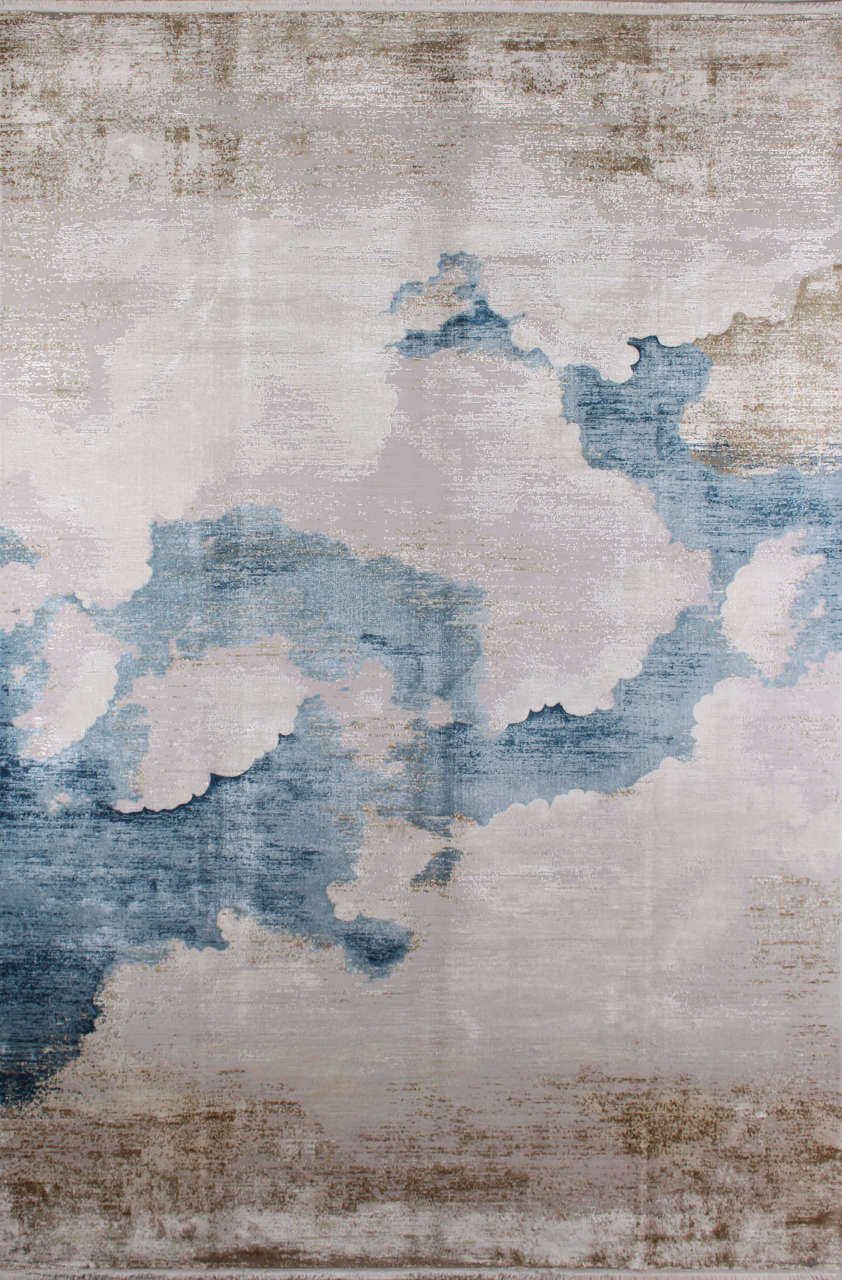 Bulut Desenli Bambu Halı