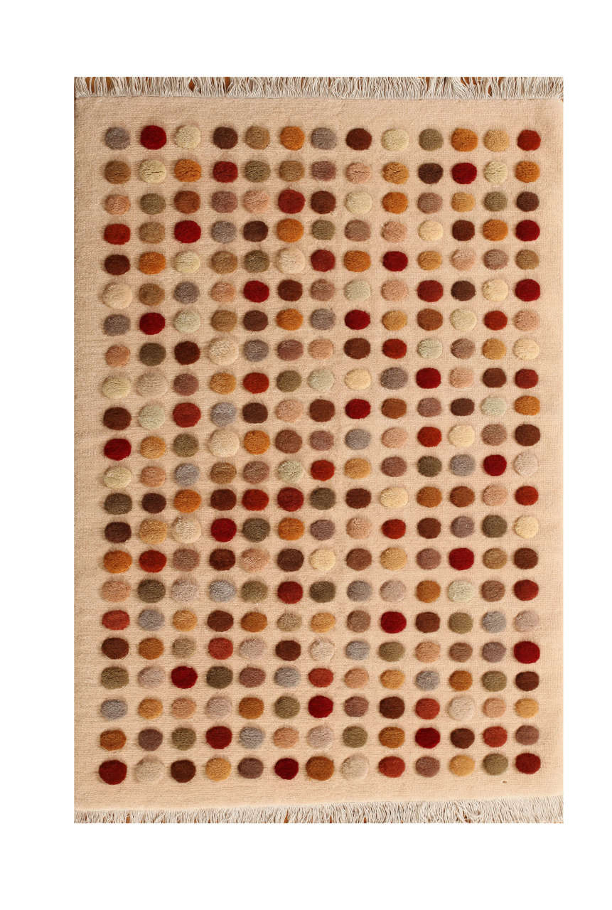 Pastel Ponponlu Yün Halı