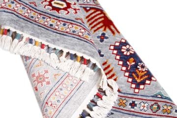 Gri Renk Kilim Desen Yün Makine Halısı
