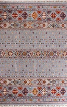 Gri Renk Kilim Desen Yün Makine Halısı