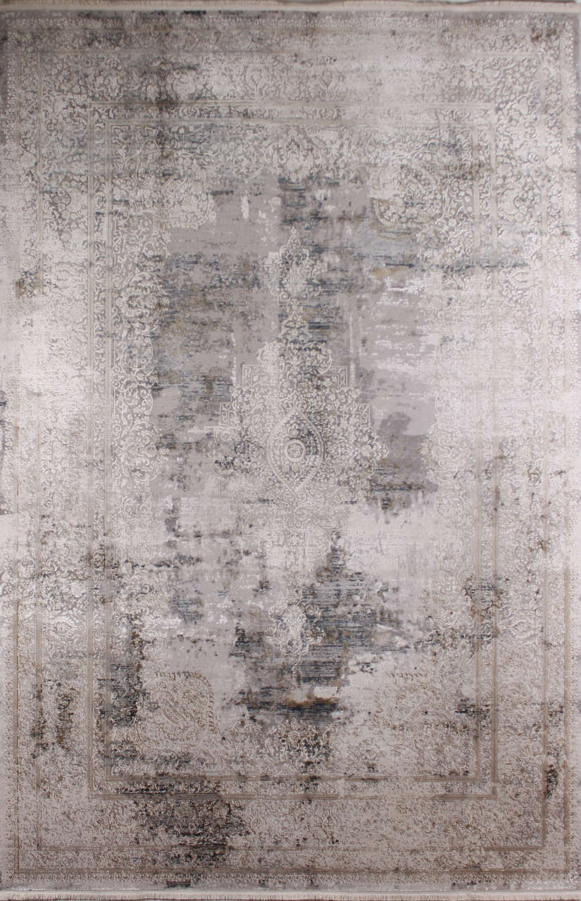 Ortası Silik Madalyon Desenli Parlak Salon Halısı