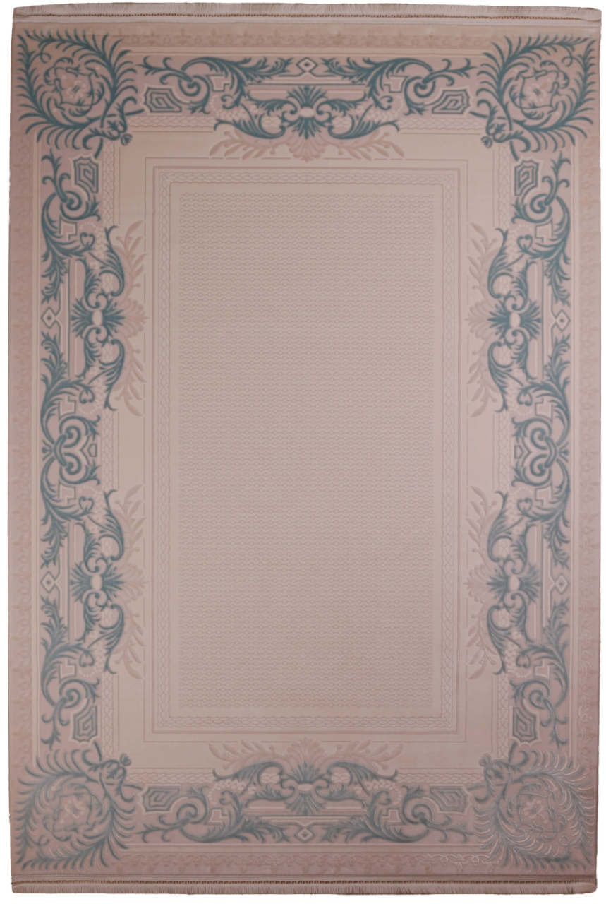 Mavi Bordürlü Klasik Salon Halısı