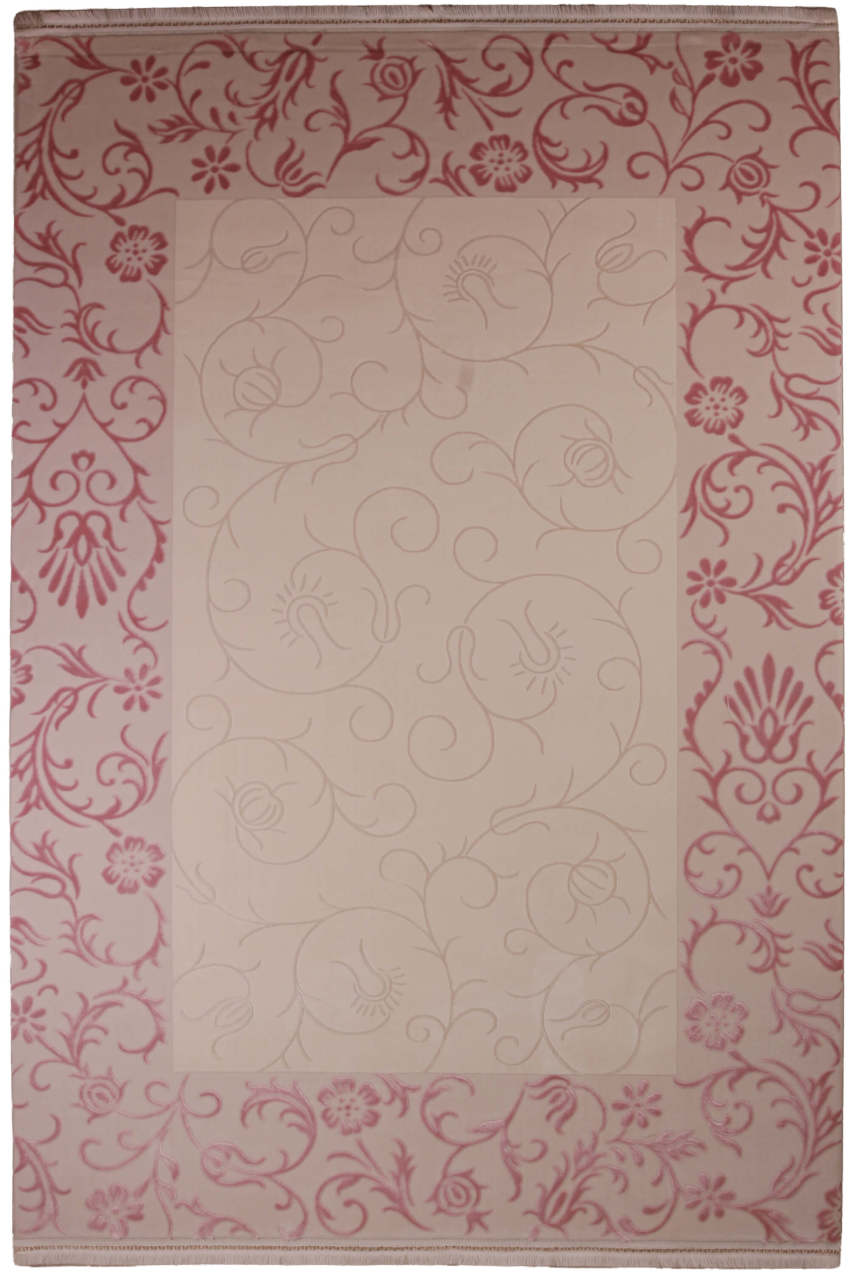 Pembe Bordürlü Klasik Makine Halısı
