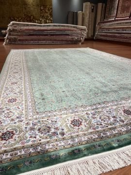 Yağ Yeşili Hereke Desen Bambu Halısı