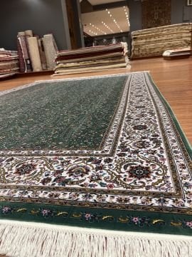 Yağ Yeşili Hereke Desen Bambu Halısı
