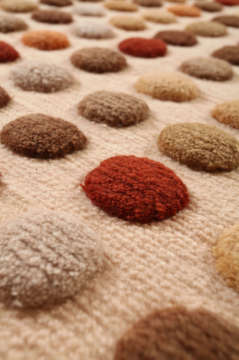 Pastel Ponponlu Yuvarlak Yün Halı