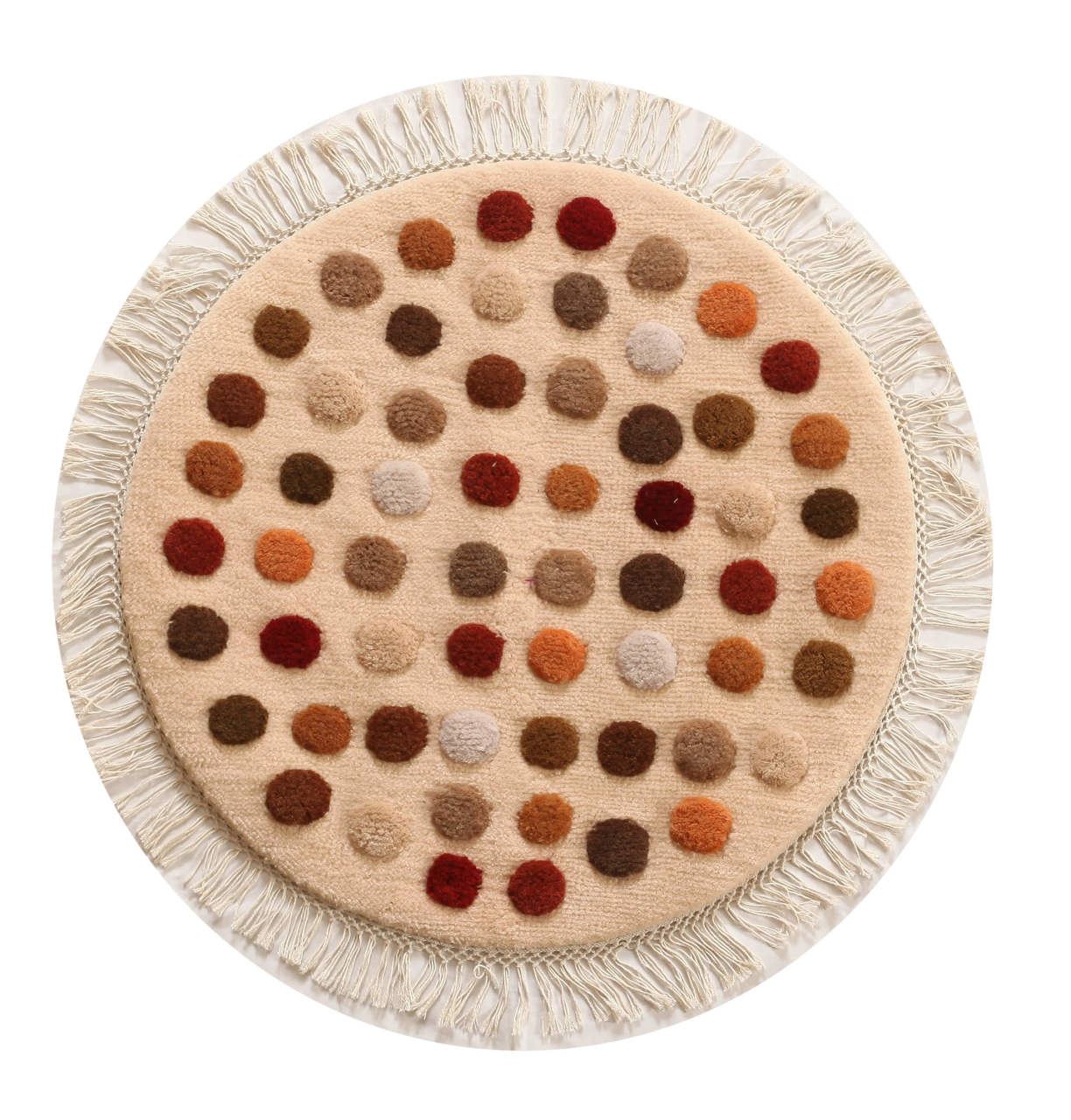 Pastel Ponponlu Yuvarlak Yün Halı