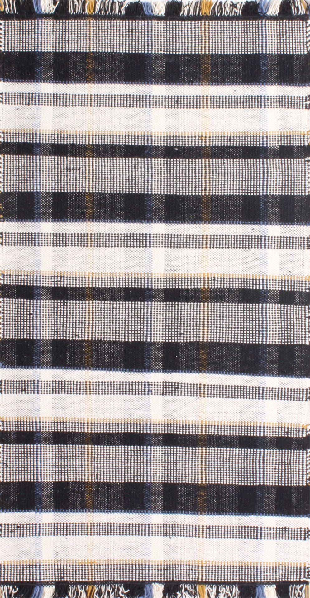 Siyah Beyaz Detaylı El Dokuması Kilim