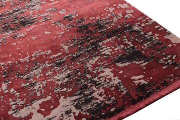 Anthracite Red Modern Bamboo Rug