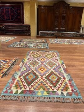 Renkli Afgan El Dokuması Kilim