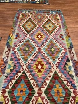 Renkli Afgan El Dokuması Kilim