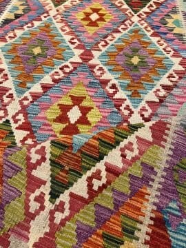 Renkli Afgan El Dokuması Kilim