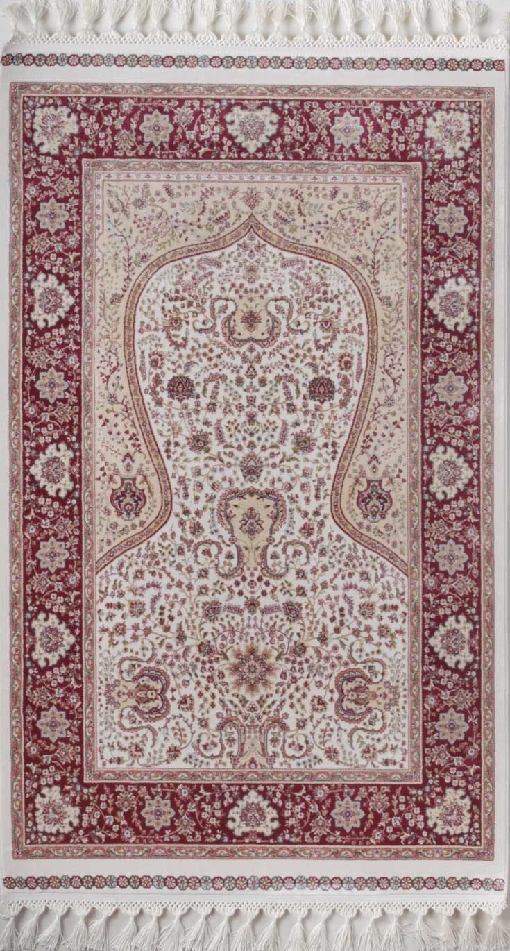 Kenarı Kırmızı Bambu İpek Namazlık