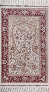 Kenarı Kırmızı Bambu İpek Namazlık