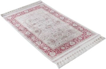 Kenarı Kırmızı Bambu İpek Namazlık