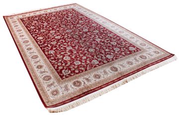 Bordo Zeminli İran Desenli Bambu İpek Halı