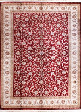Bordo Zeminli İran Desenli Bambu İpek Halı
