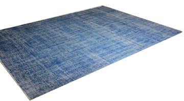 Büyük Boy Desensiz Eskitme Mavi Halı